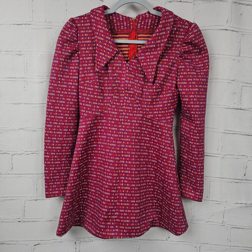 Vintage Retro 1970s Women’s Pink Patterned Mini Dress